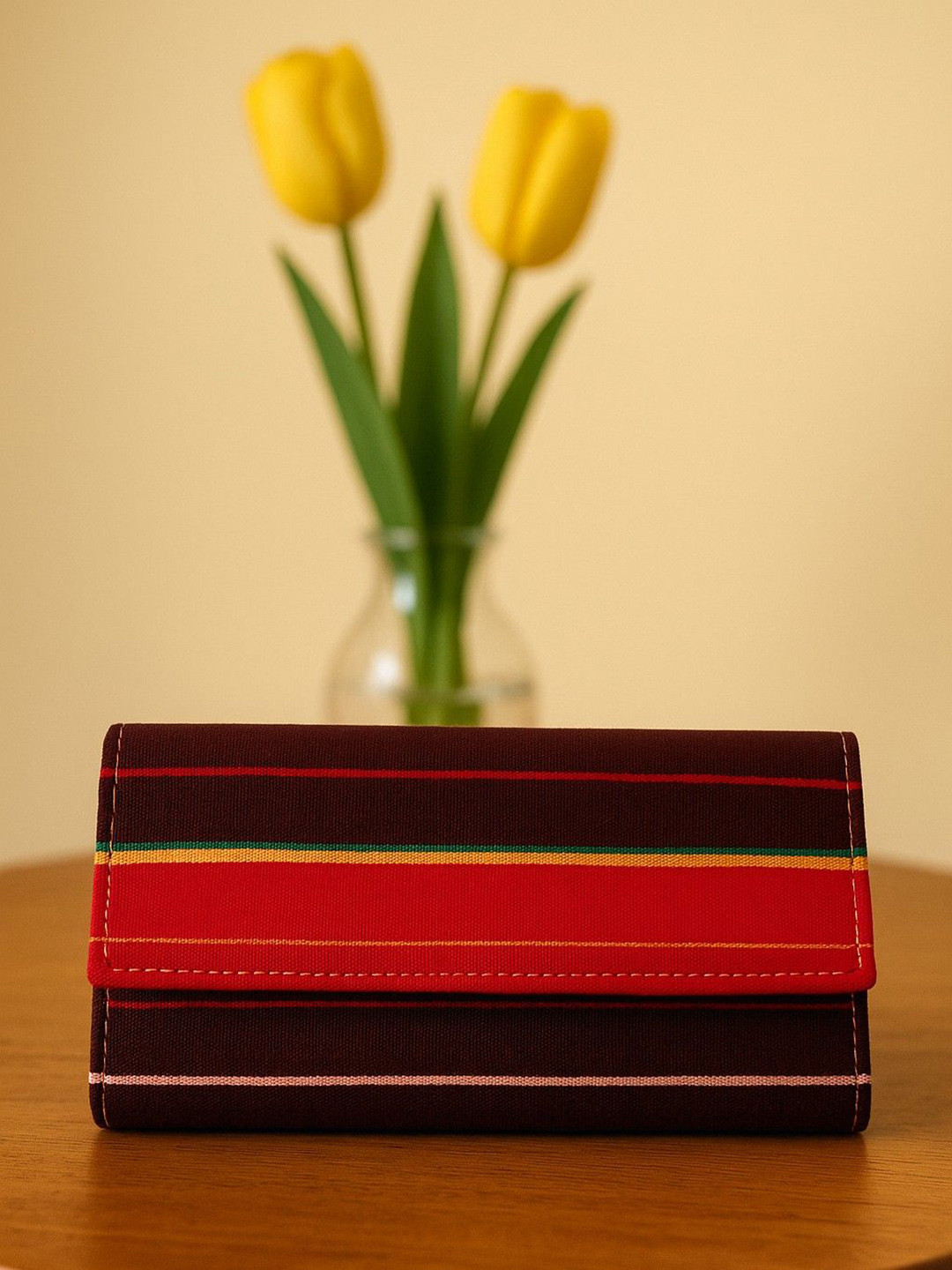 Apaapi Threads of glory Striped Structured Handheld Bag