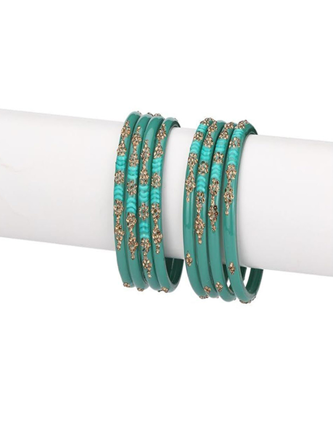 SOMIL Set Of 12 Multi & Grey Alloy Artificial Stones & Beads Bangles