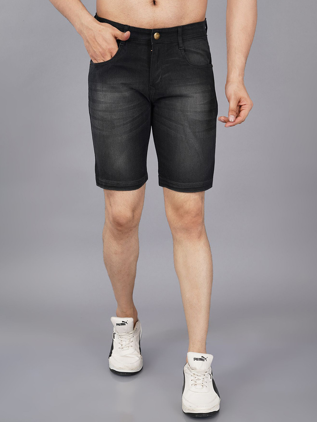 NIVASU Men Denim Mid-Rise Shorts