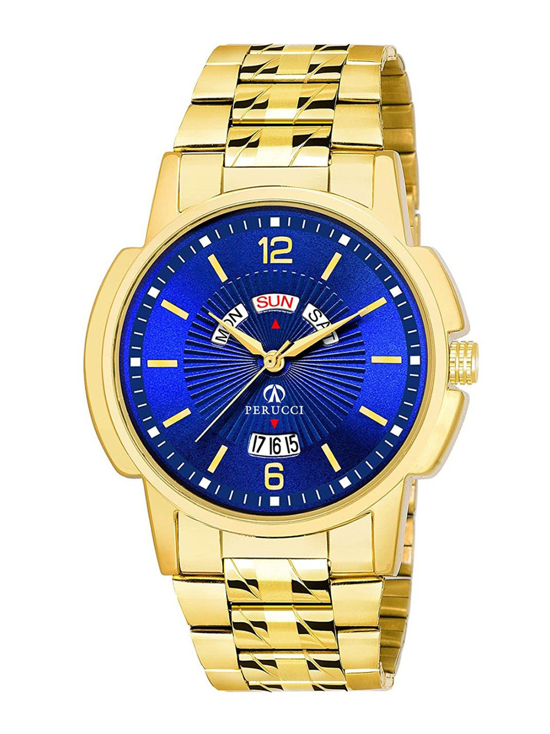 PERUCCI Men Printed Dial & Stainless Steel Straps Analogue Watch P-440 GP Date Blue