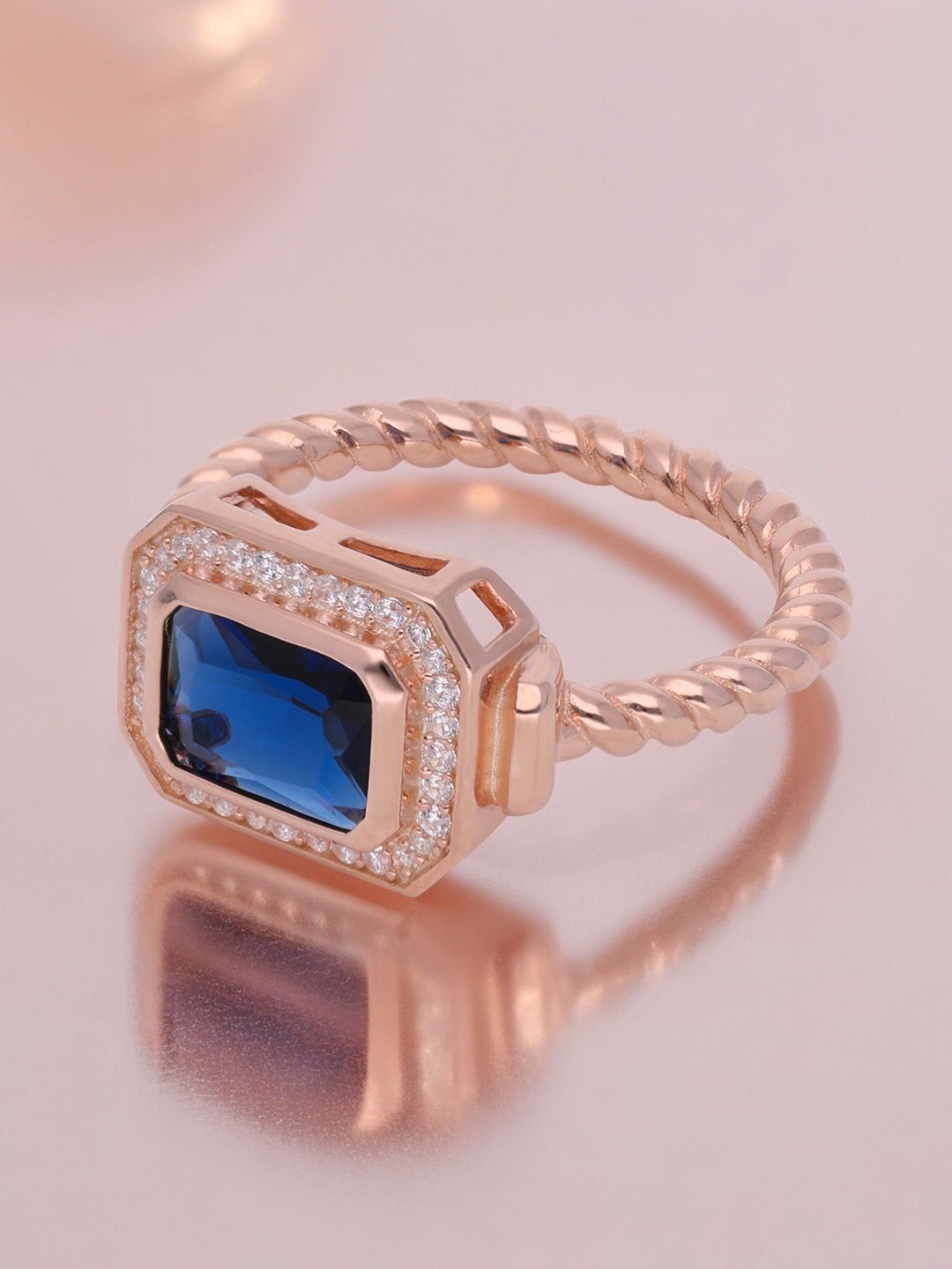 Crash.Club By CKC Rose Gold-Plated American Diamond Studded Finger Ring