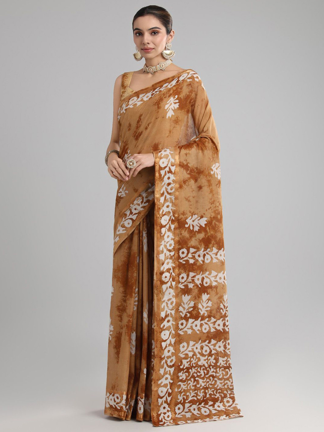 all about you Floral Printed Zari Sambalpuri Saree