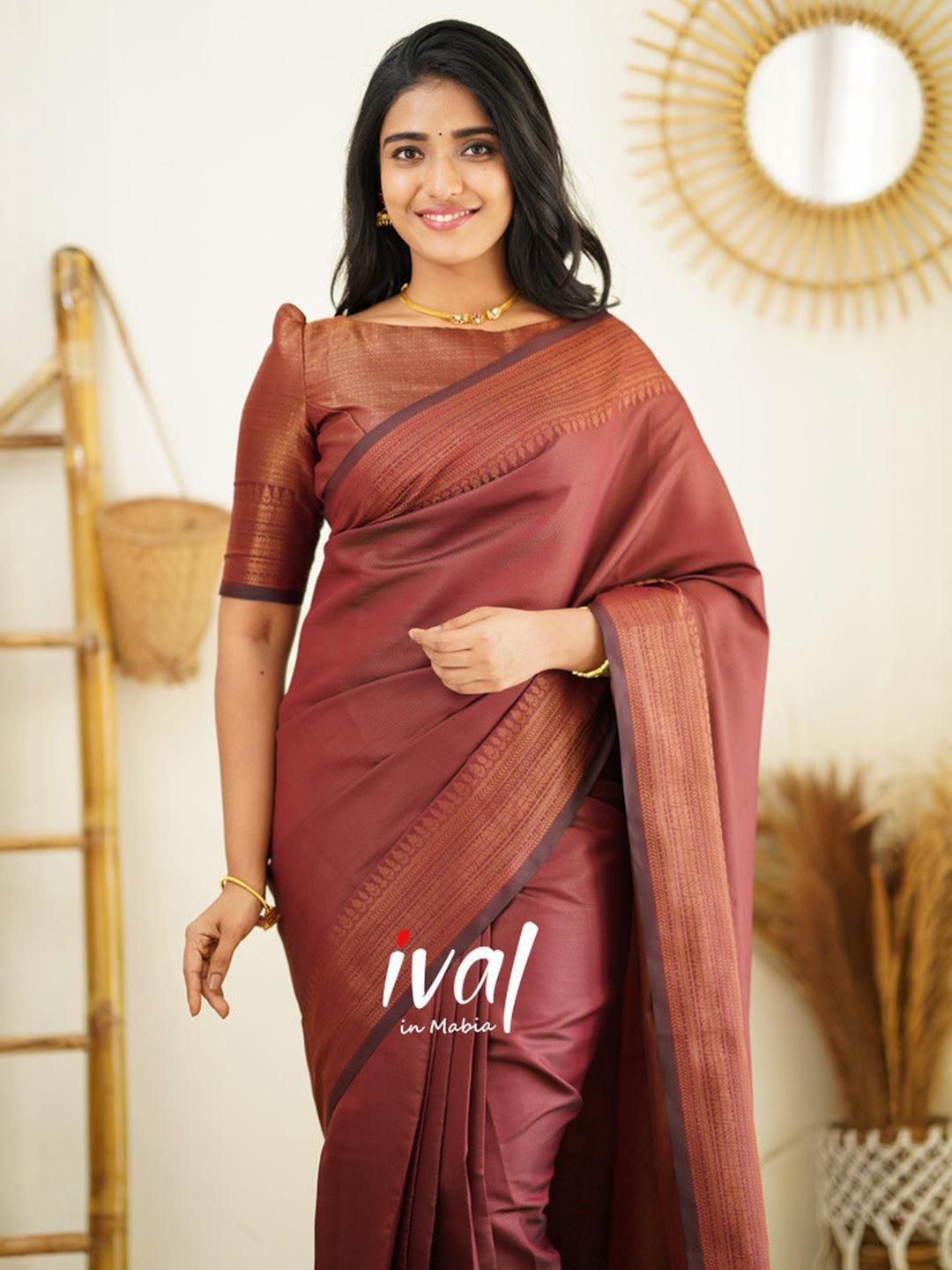 KSALIYA Maroon Silk Blend Sarees