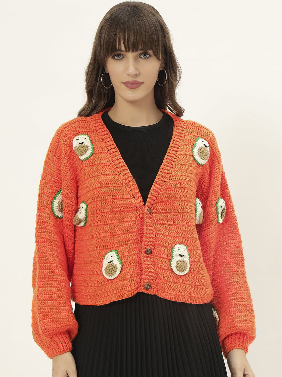 Sugercandy Graphic Self Design Woollen Cardigan