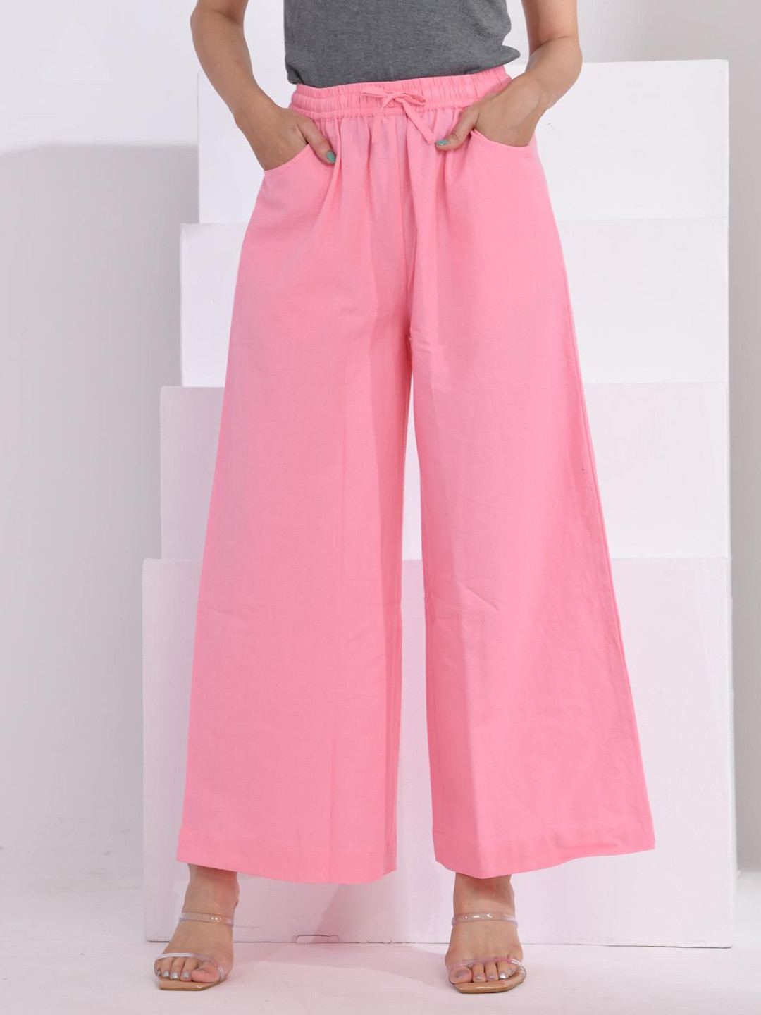 SIDDHO HUM Women Wide Leg Cotton Palazzos