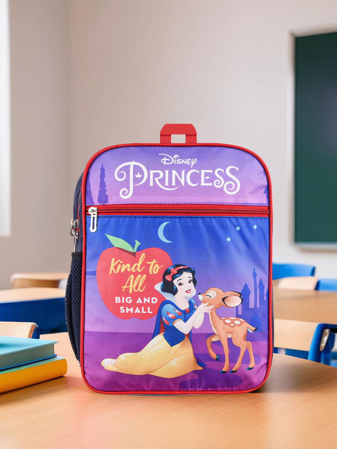 YK Kids Disney Princess Printed 3 Compartment School Backpack