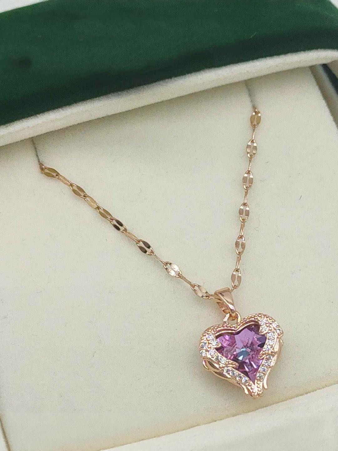 Felicia Rose Gold-Plated Stainless Steel Artificial Stones and Beads Pendant