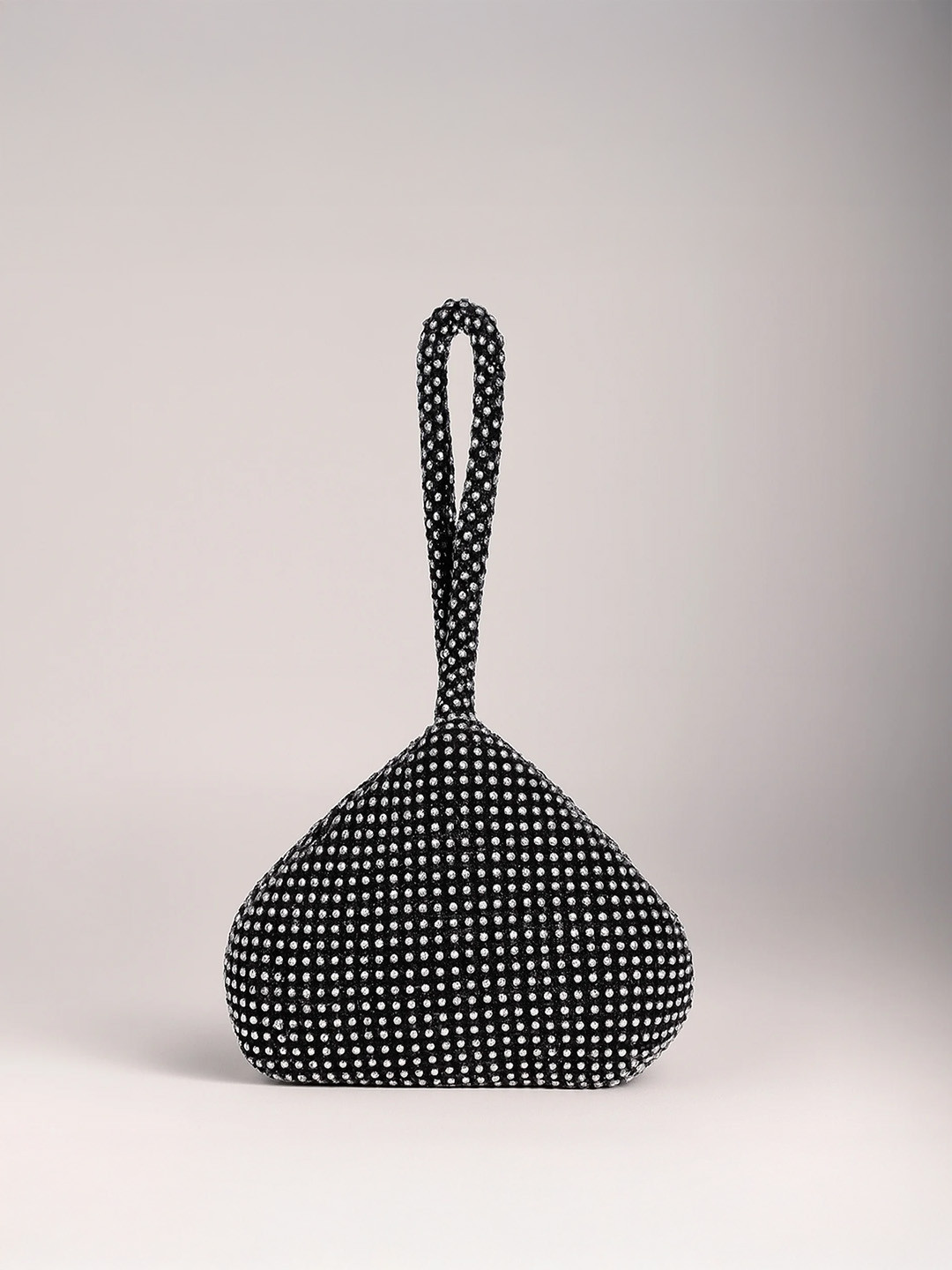 Lino Perros Black & Silver-Toned Embellished Potli Clutch