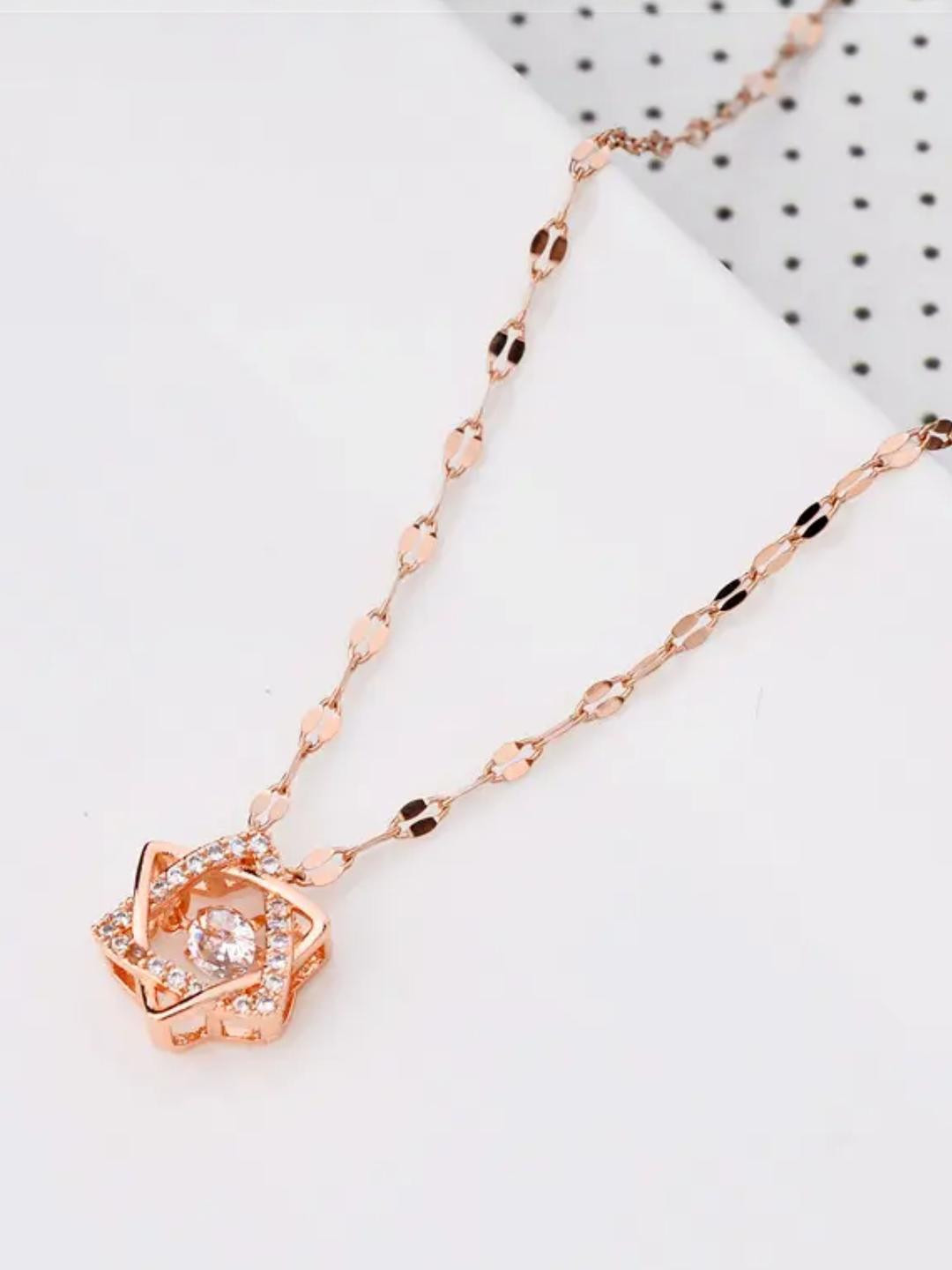 Peprika Rose Gold-Plated Stainless Steel Cubic Zirconia Pendant