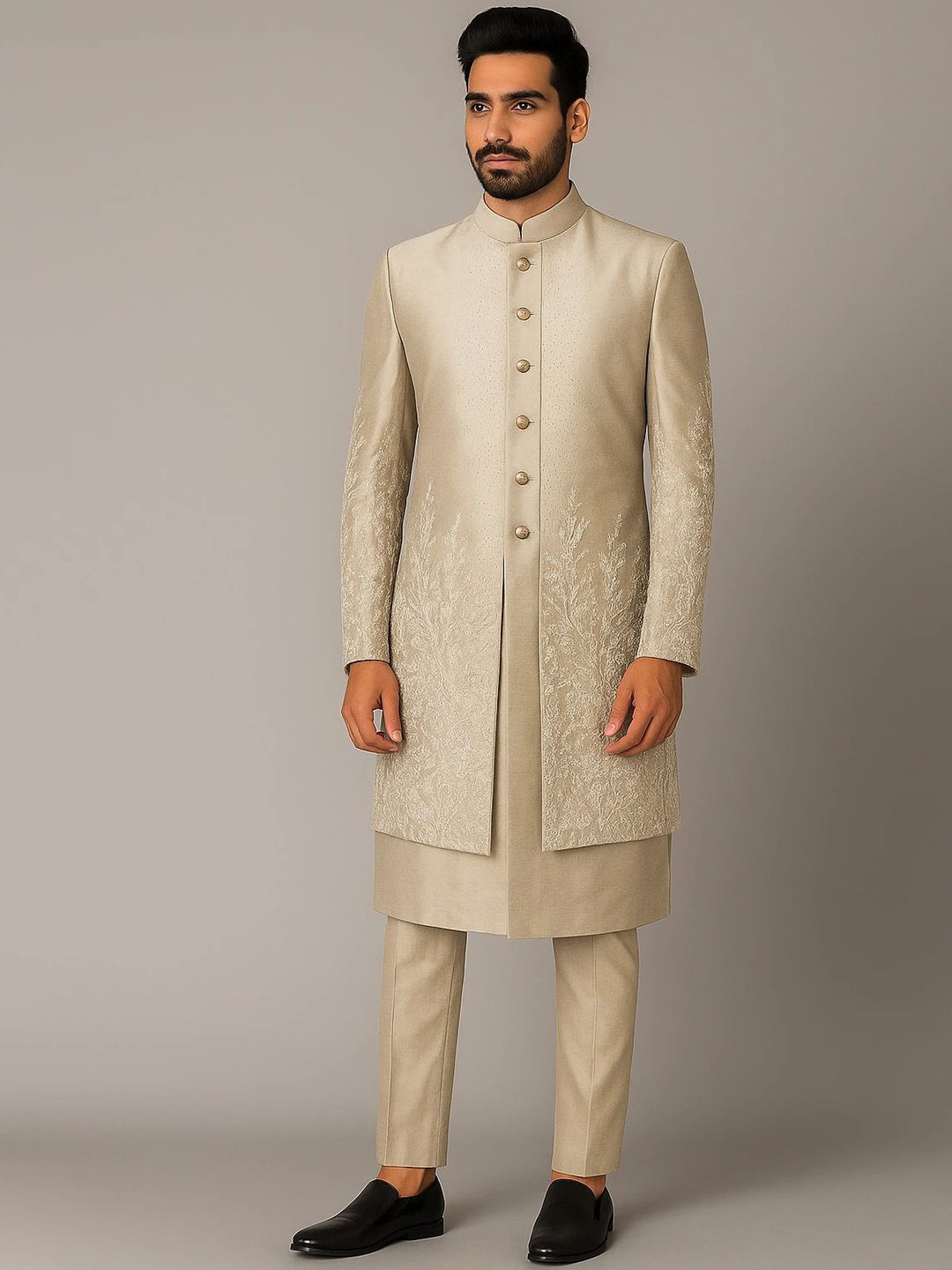 Shahi Achkan Men's Rajwada Classic Embroidered Sherwani