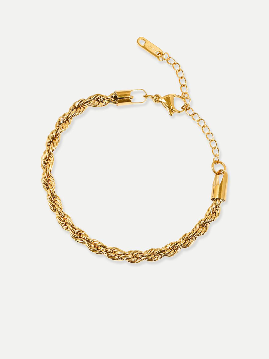 OUZEL Stainless Steel 18KT Gold-Plated Rope Chain Wraparound Bracelet