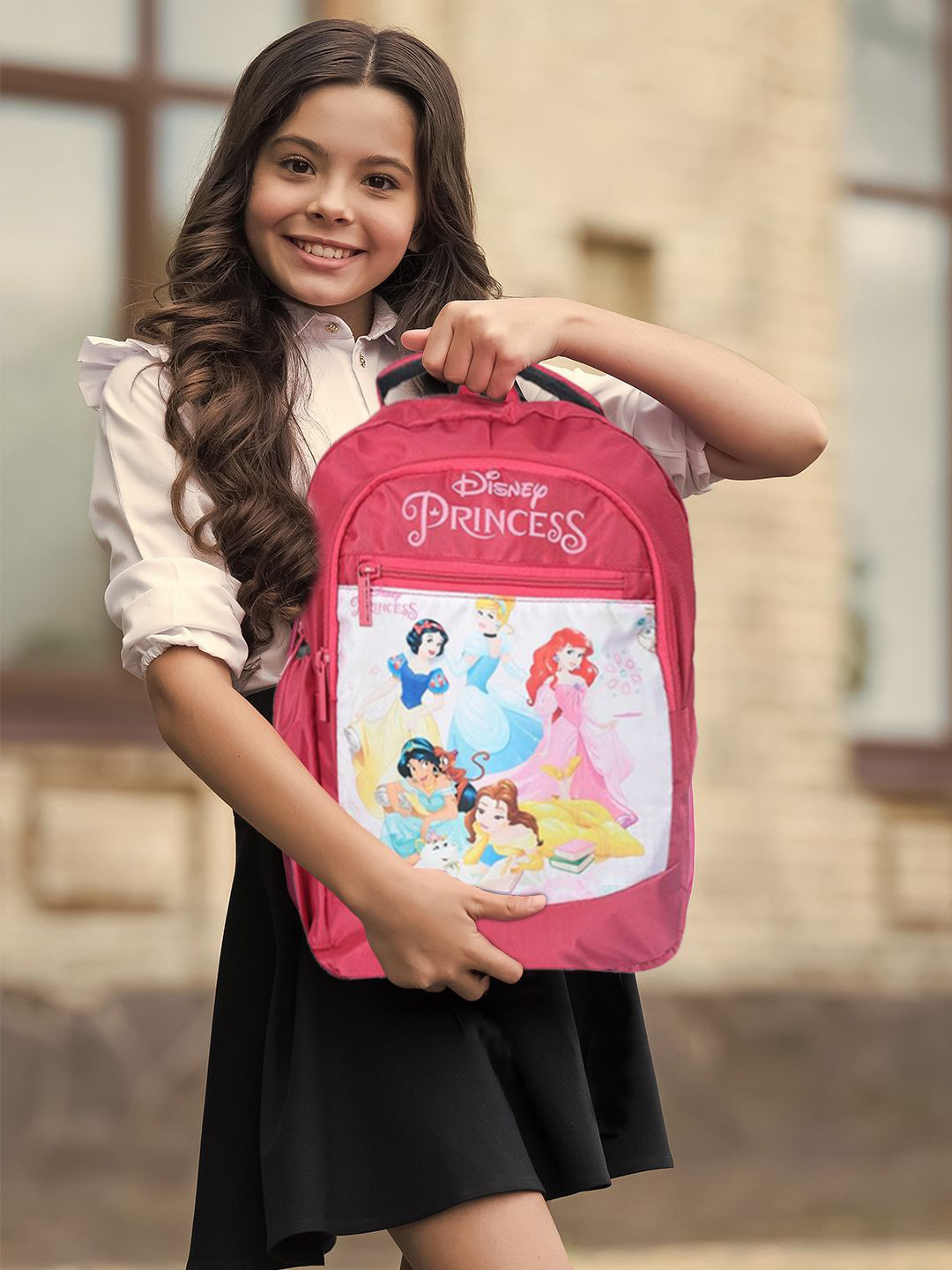 YK Kids Disney Princess Printed 4-Compartments School Backpack