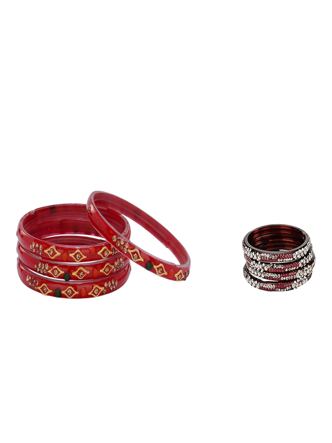 SOMIL Combo of 2 Red & Maroon Colored Ethnic Handcrafted Traditional Bangles
