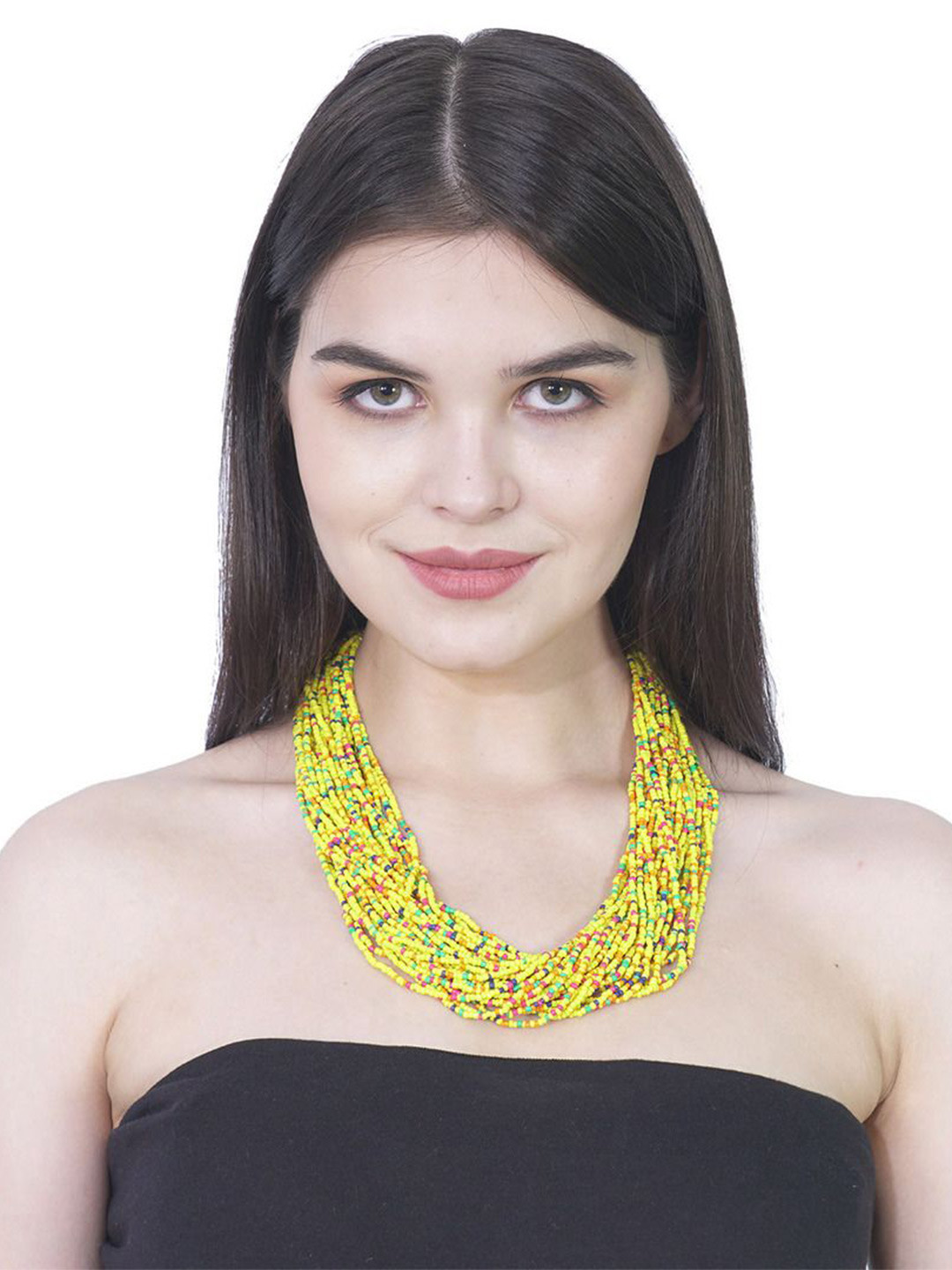 CHAHAT ACCESSORIES Rose Gold-Plated Artificial Beads Layered Necklace