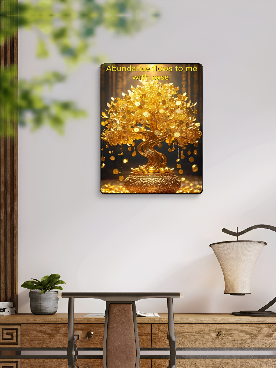 Livin'luxe Gold-Toned & Brown Money Tree Wall Art
