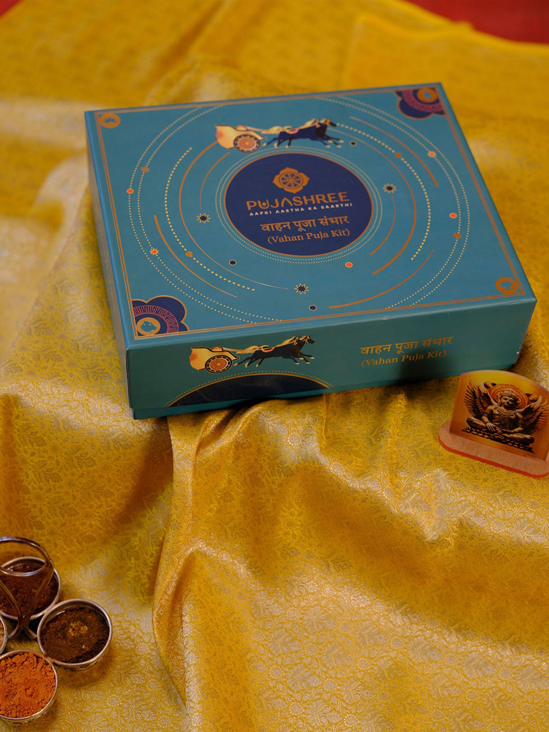 Pujashree Products Global Pvt Ltd. Turquoise Blue Vahan Puja Kit