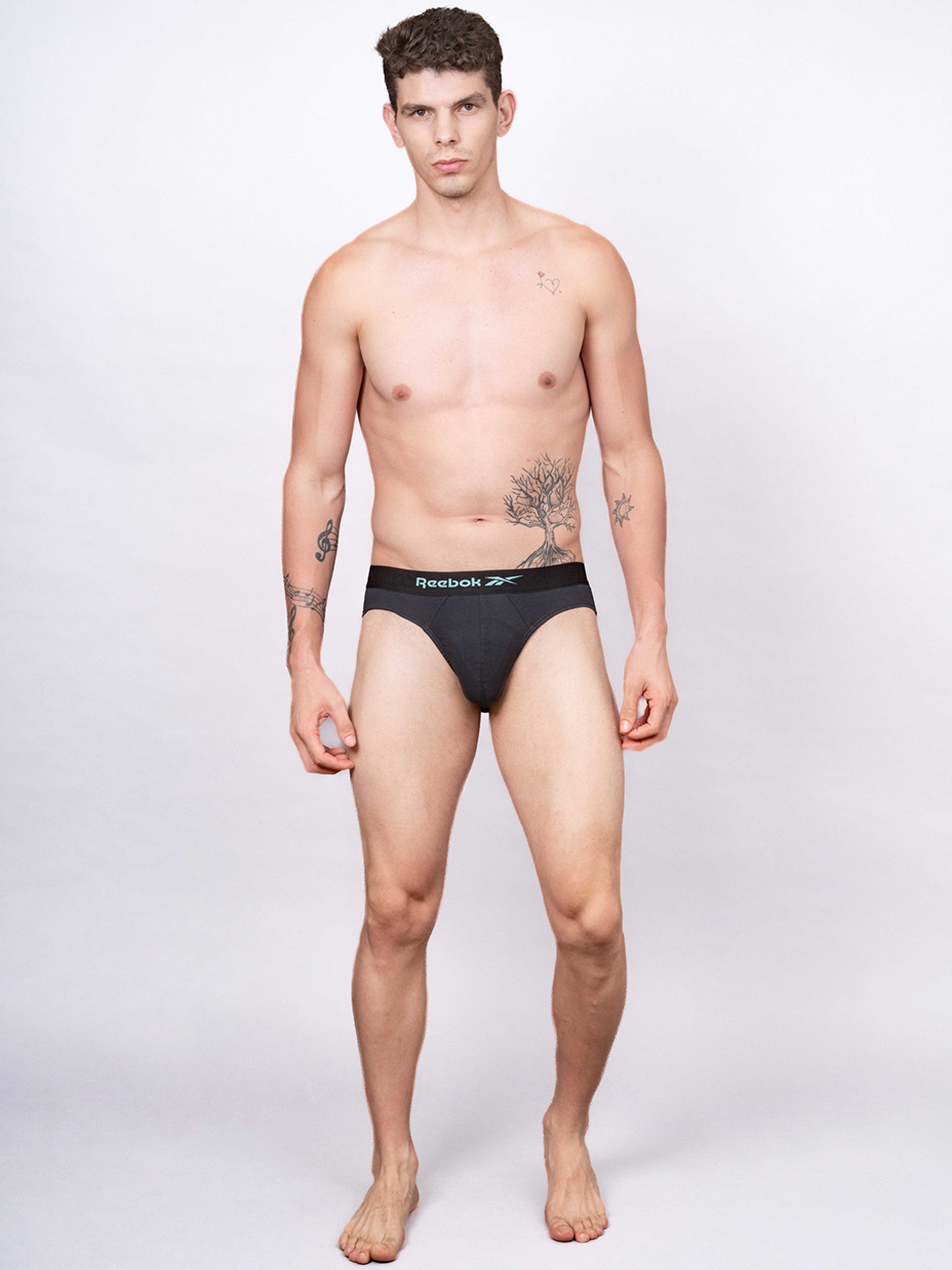 Reebok Men Pure Cotton Mid-Rise Basic Brief-RBF02-BLKB