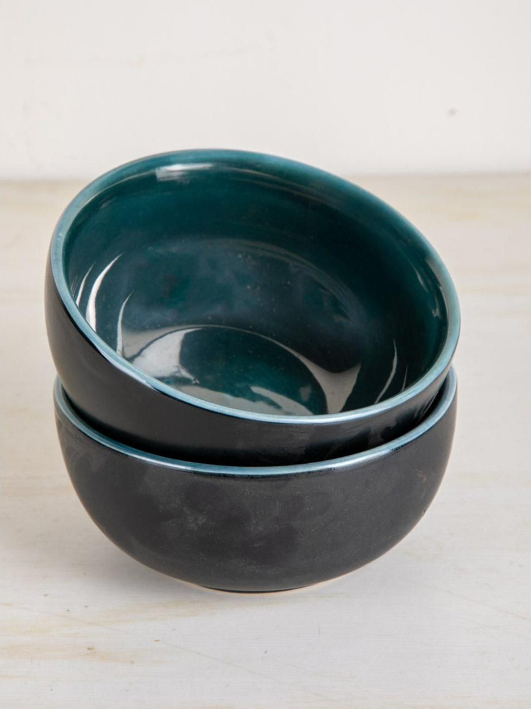 FREEDOM TREE Greenfields Green & Black 2 Pieces Ceramic Serving Bowls