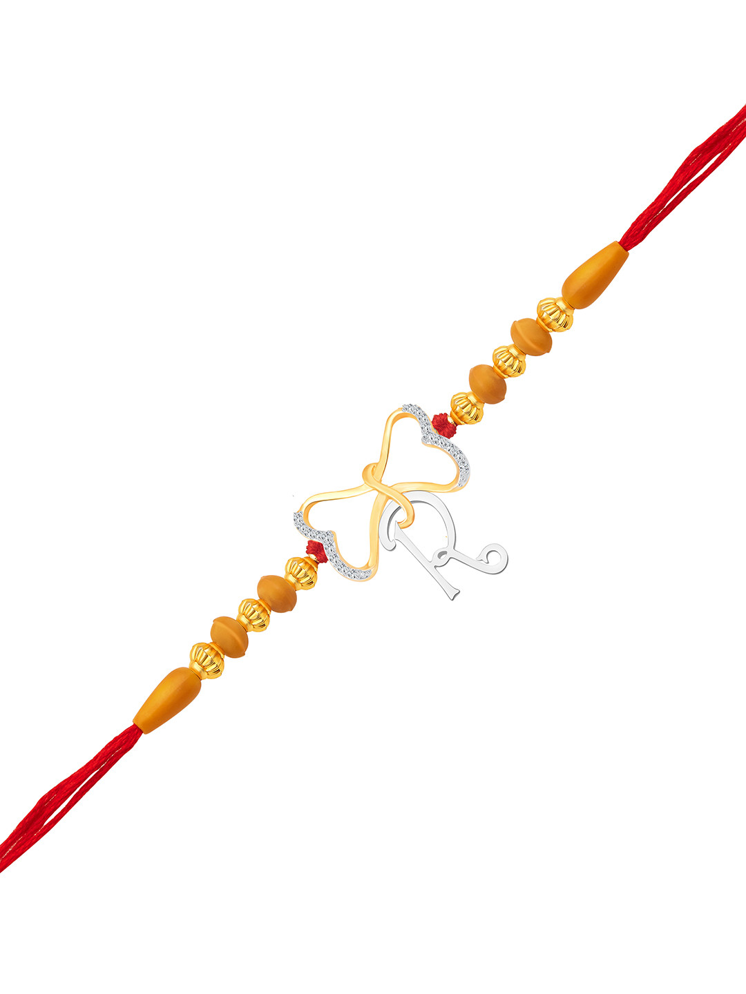 Vivastri's Premium 'R' Letter Rakhi For Brother & Lovely Sister-VIVA1079RKG