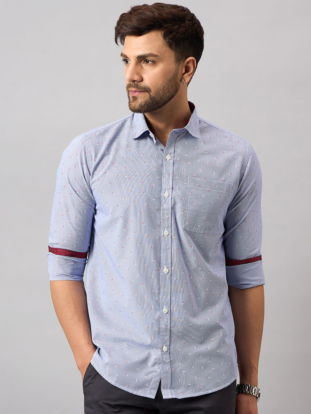 THE BEETEL HOUSE Men Micro Ditsy Printed Spread Collar Cotton Casual Shirt