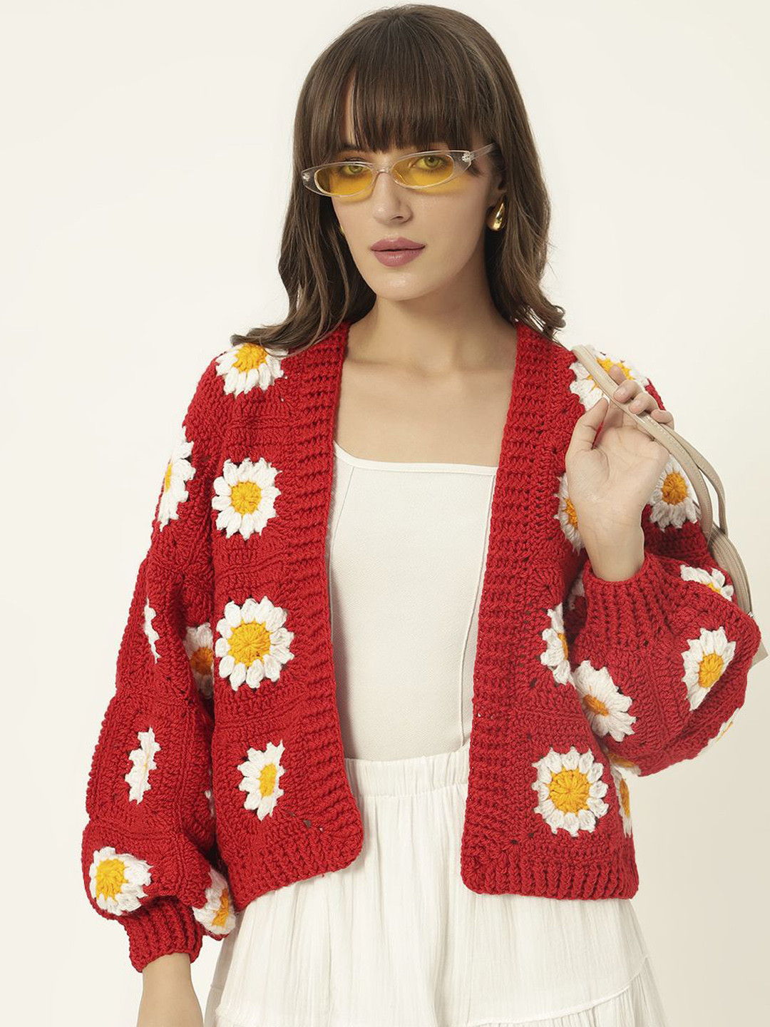 Sugercandy Floral Embroidered Wool Long Sleeves Cardigan