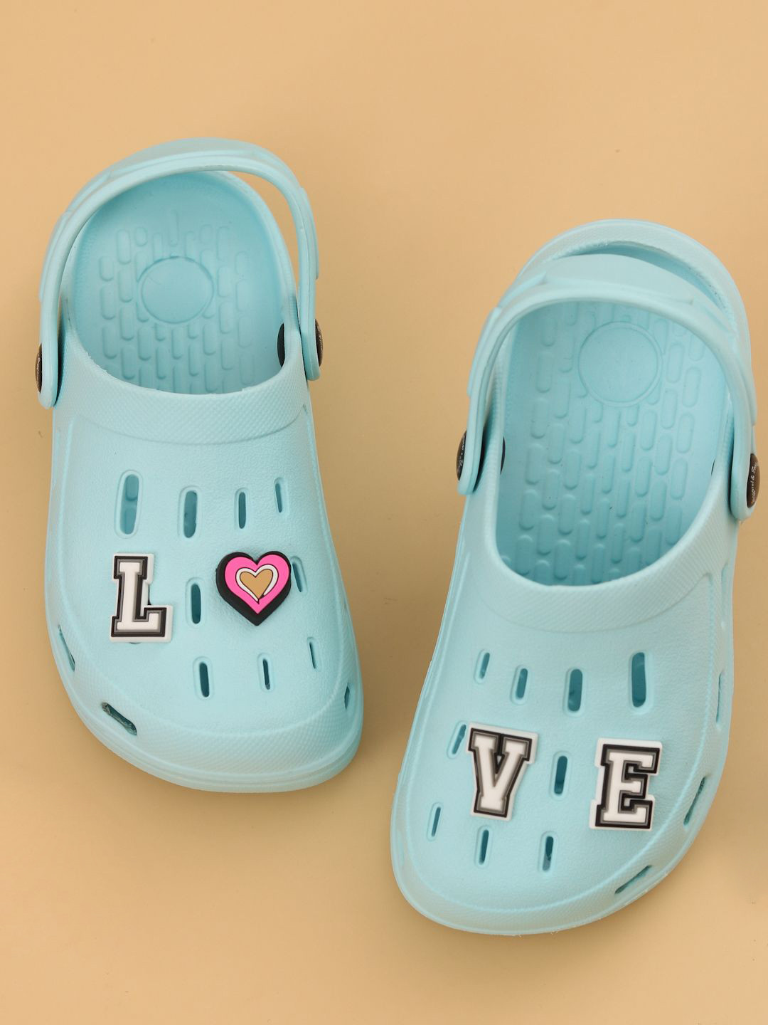 Yellow Bee Girls Clogs Flip Flops with LOVE Letter & Heart Charms