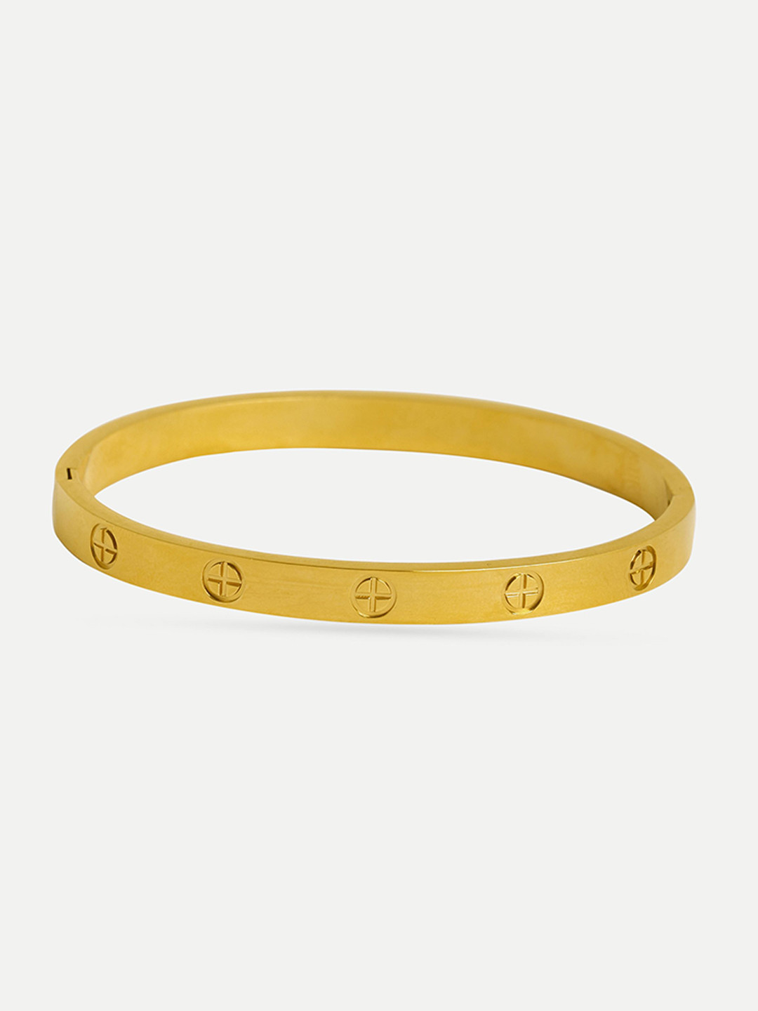 OUZEL Stainless Steel 18KT Gold-Plated Love Screw Bangle-Style Bracelet