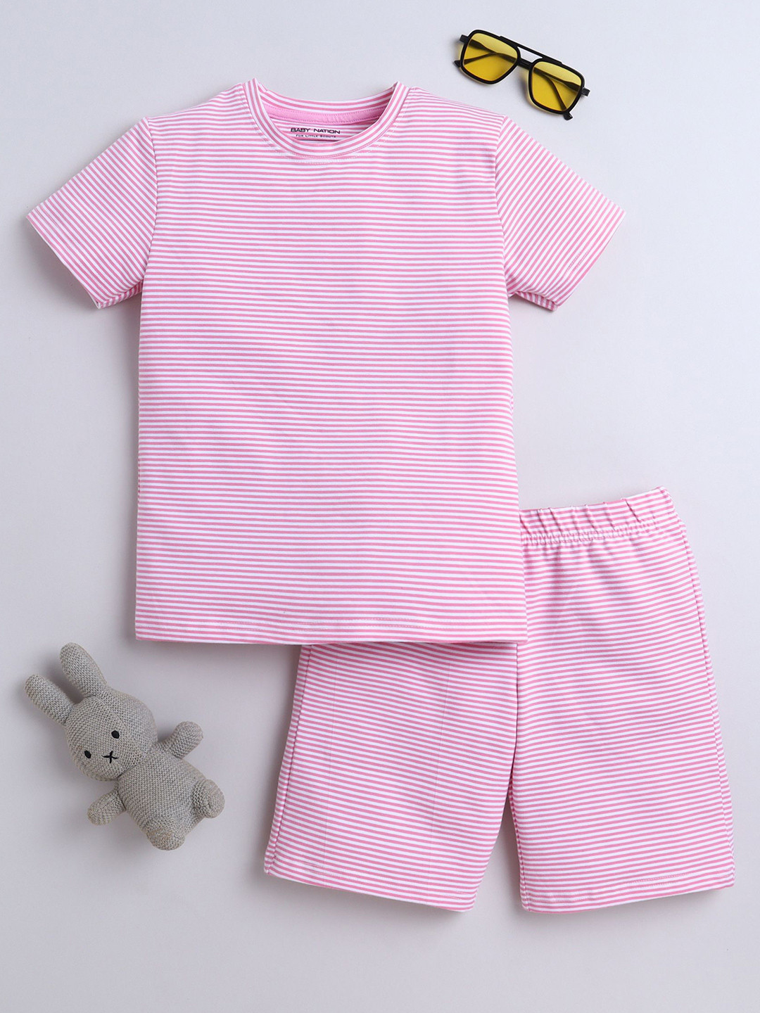 Baby Nation Kids Striped Round Neck Pure Cotton Night Suits