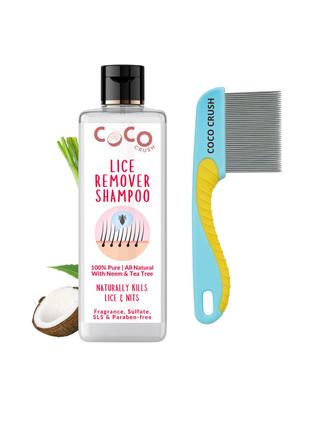 Coco Crush Lice Treatment Shampoo- 100 ml With Handle Comb