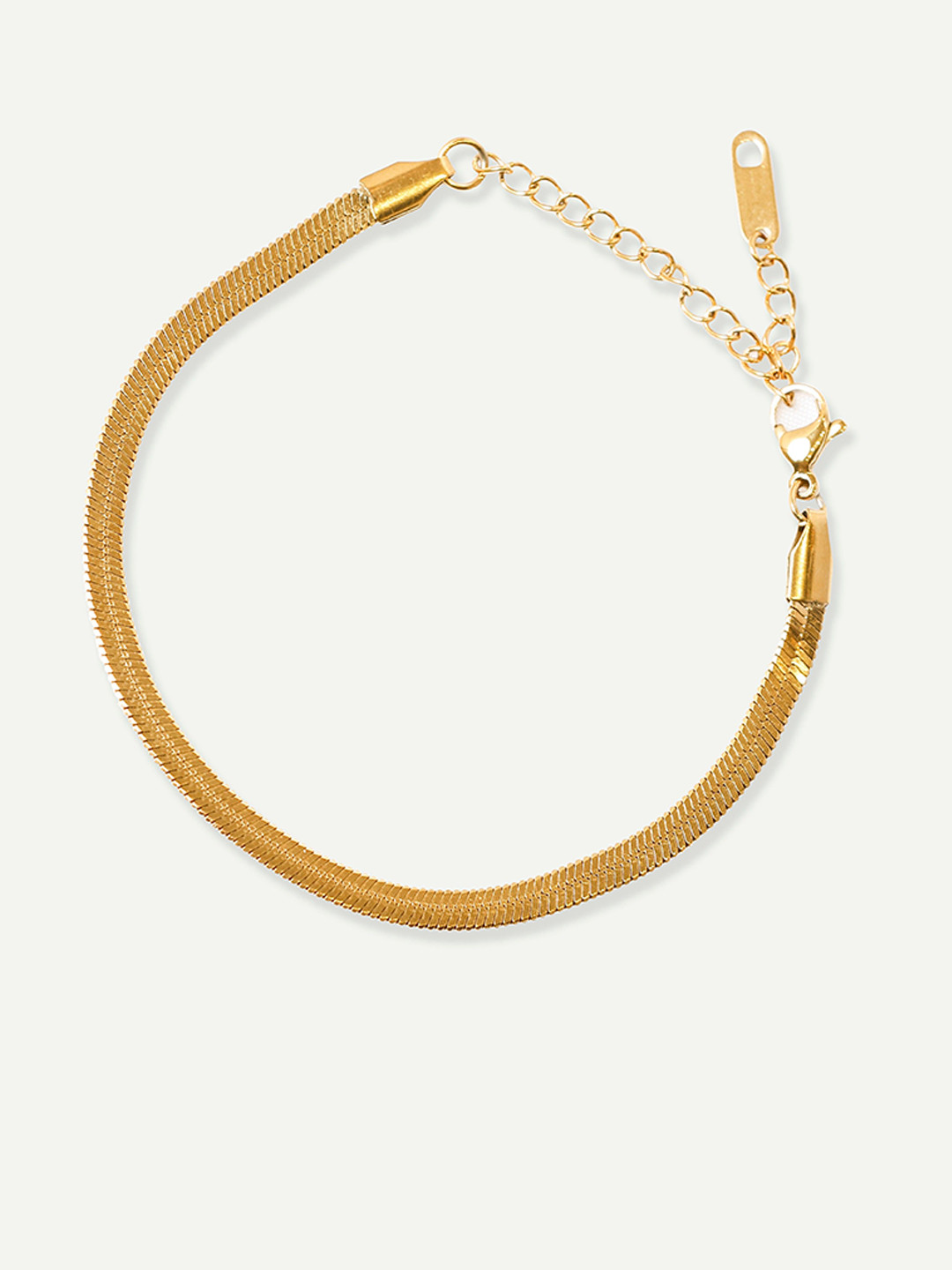 OUZEL Stainless Steel 18KT Gold-Plated Herringbone Chain Wraparound Bracelet