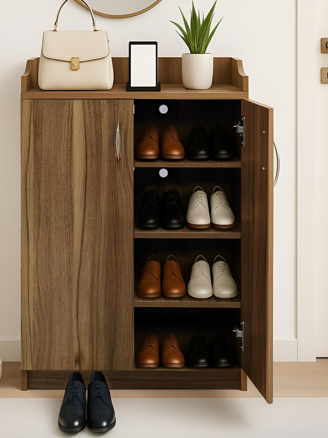 Kik Oasis Brown Armour Wooden Shoe Rack