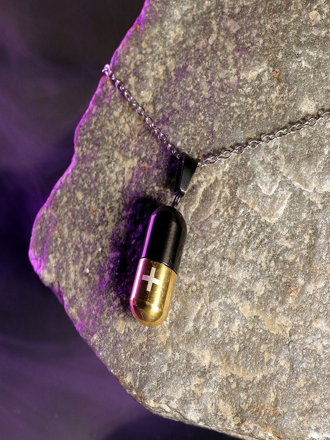 UNIVERSITY TRENDZ Men Silver Plated Medical Capsule Pill Box Shaped Pendant With Chain