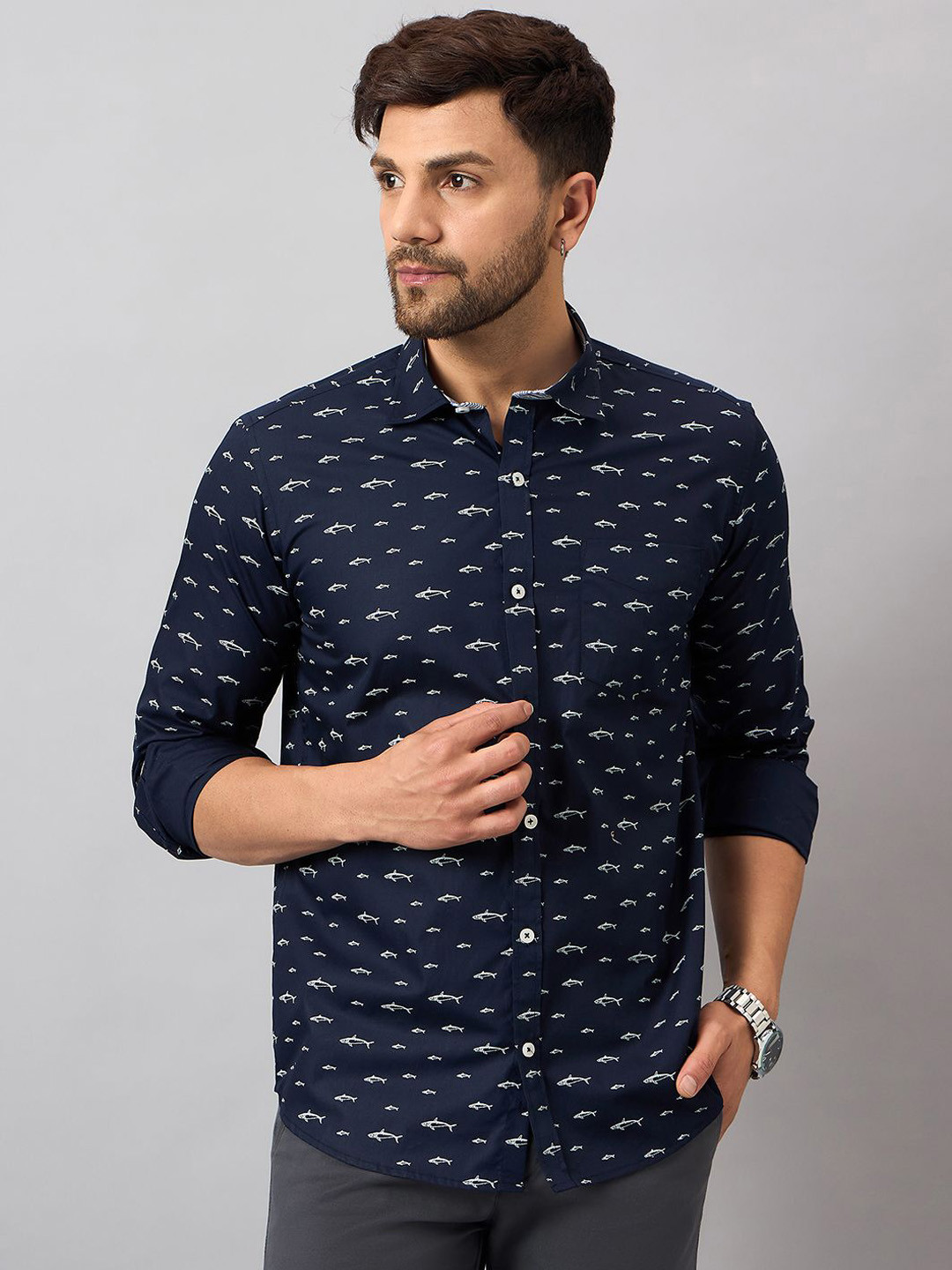 THE BEETEL HOUSE Men Conversational Printed Spread Collar Cotton Casual Shirt
