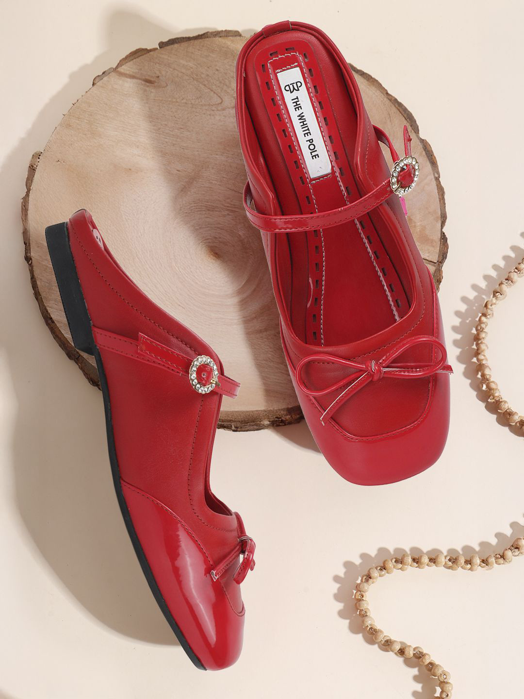 THE WHITE POLE Women Square Toe Mules with Bows