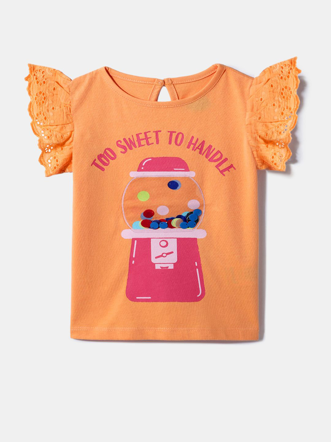 Nauti Nati Orange Printed Top for Girls