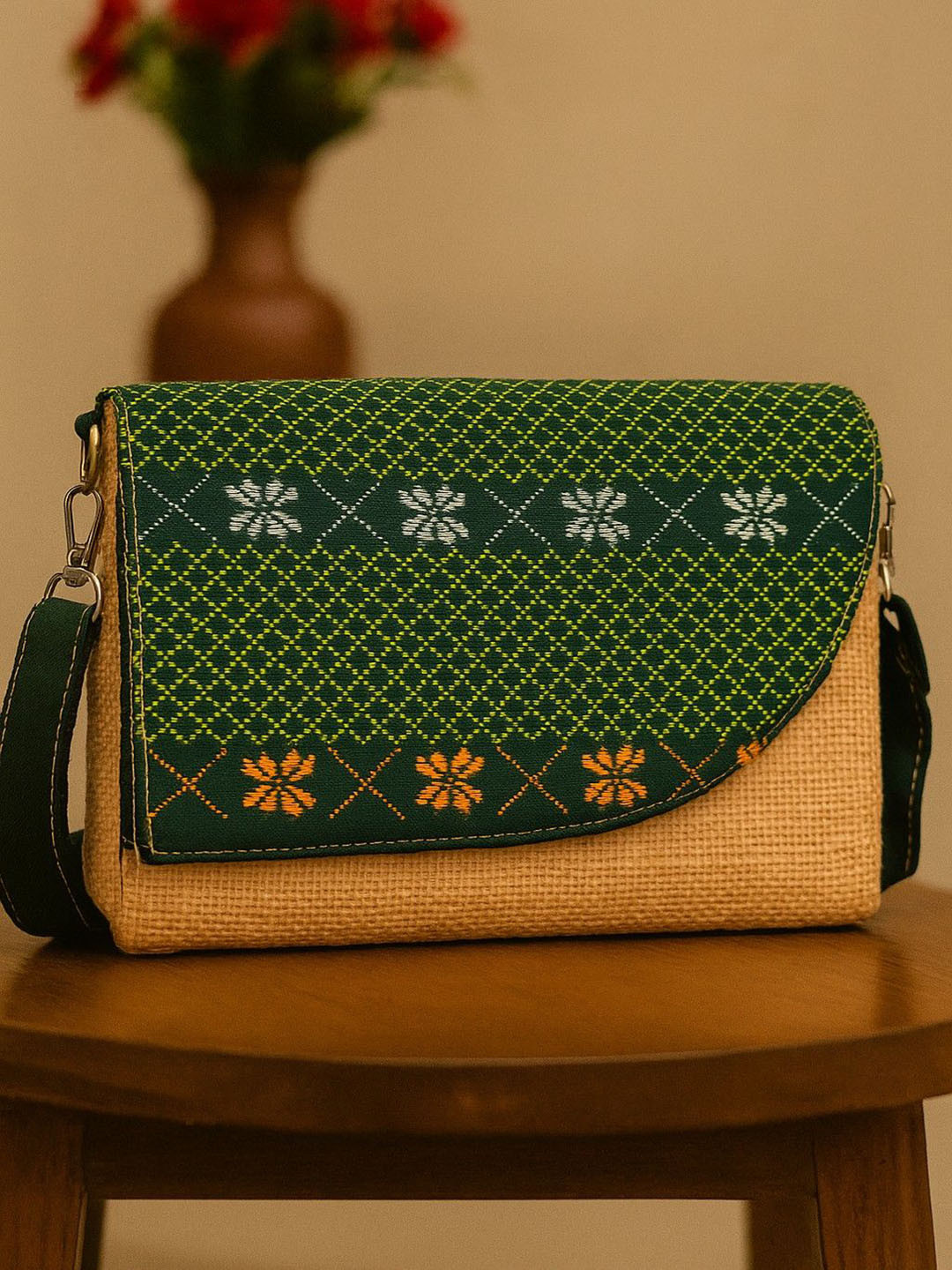 Apaapi Threads of glory Women Geometric Textured Structured Sling Bag