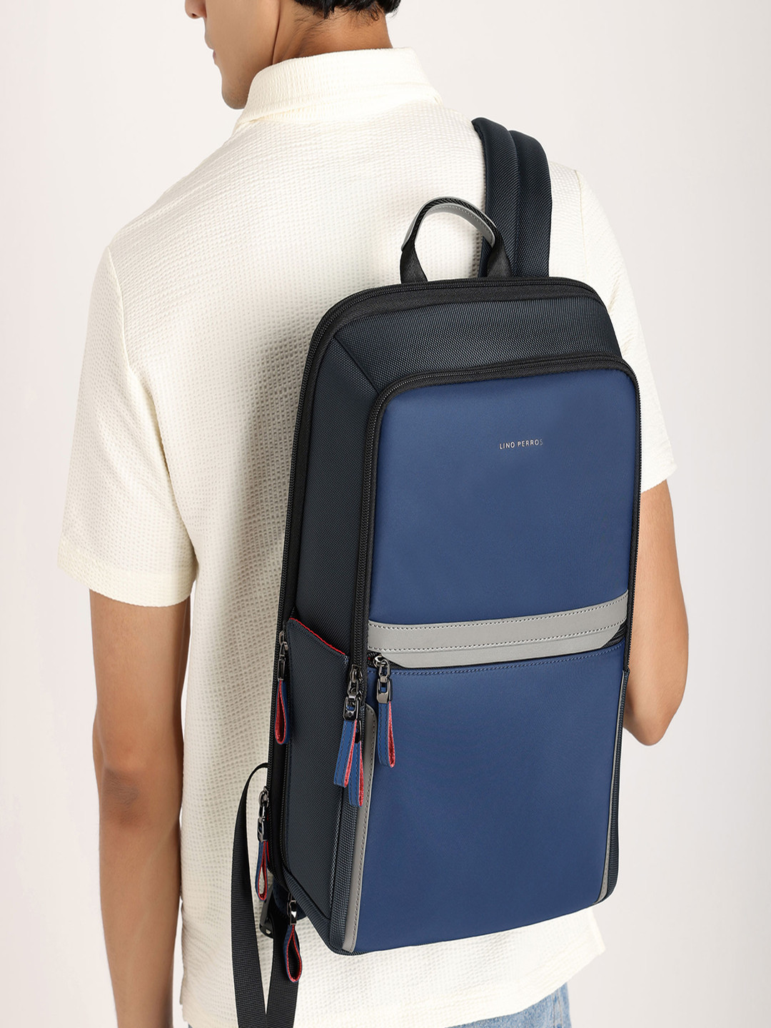 Lino Perros Unisex Colorblocked Laptop Backpack with Earphone Gate - 15.2L