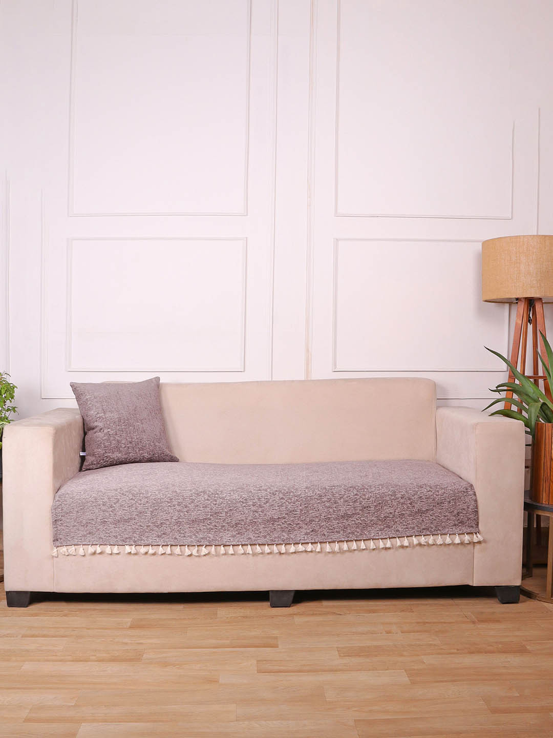 STITCHNEST Grey Velvet Dustproof Sofa Protector 3 Seater Sofa Cover