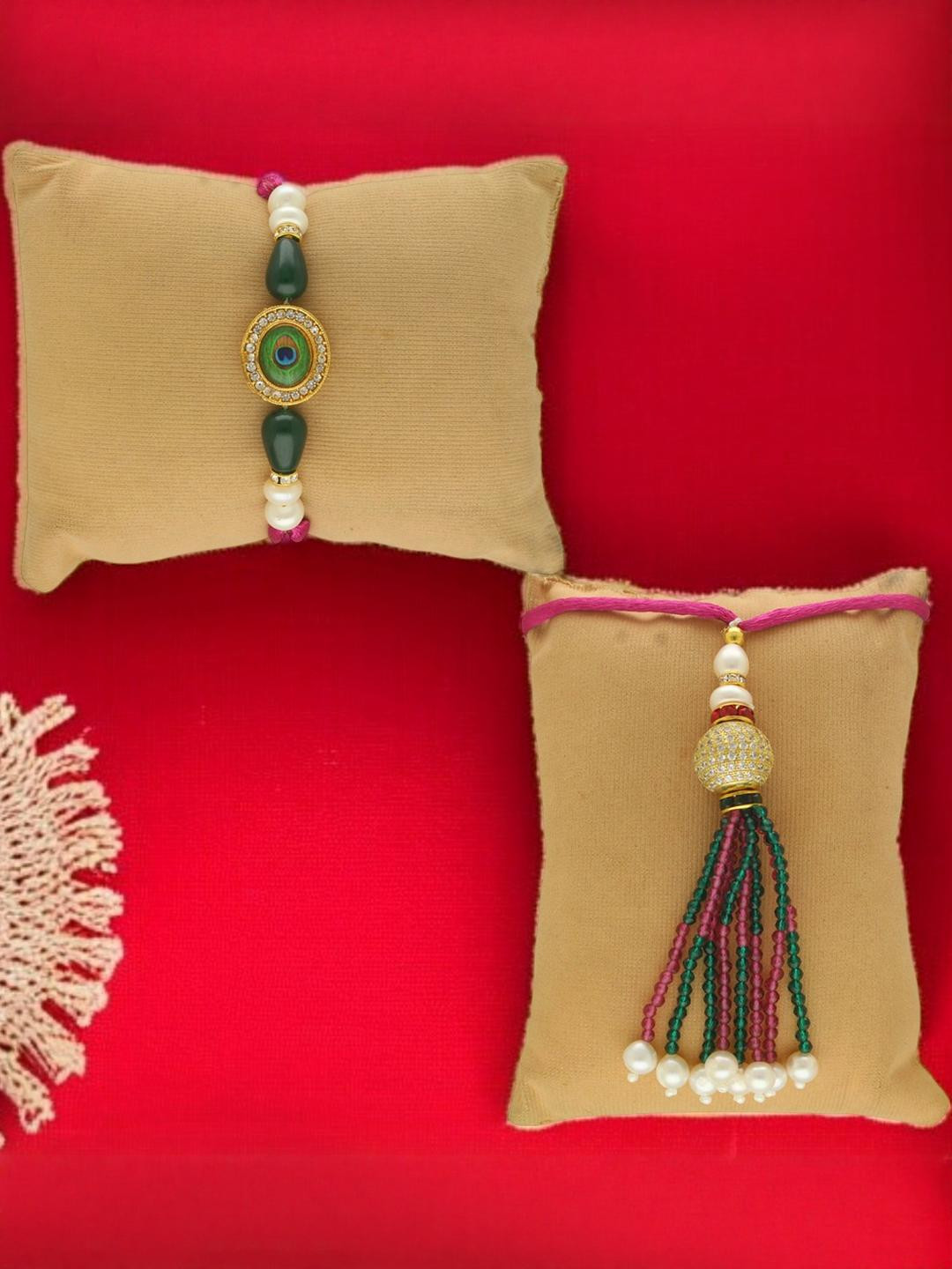 Sri Jagdamba Pearls Dealer Multicolor Guardian String Bhaiya Bhabhi Rakhis