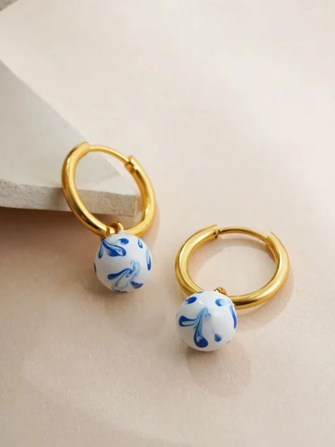 FAB COUTURE Veil Gold Plated Contemporary Hoop Earrings