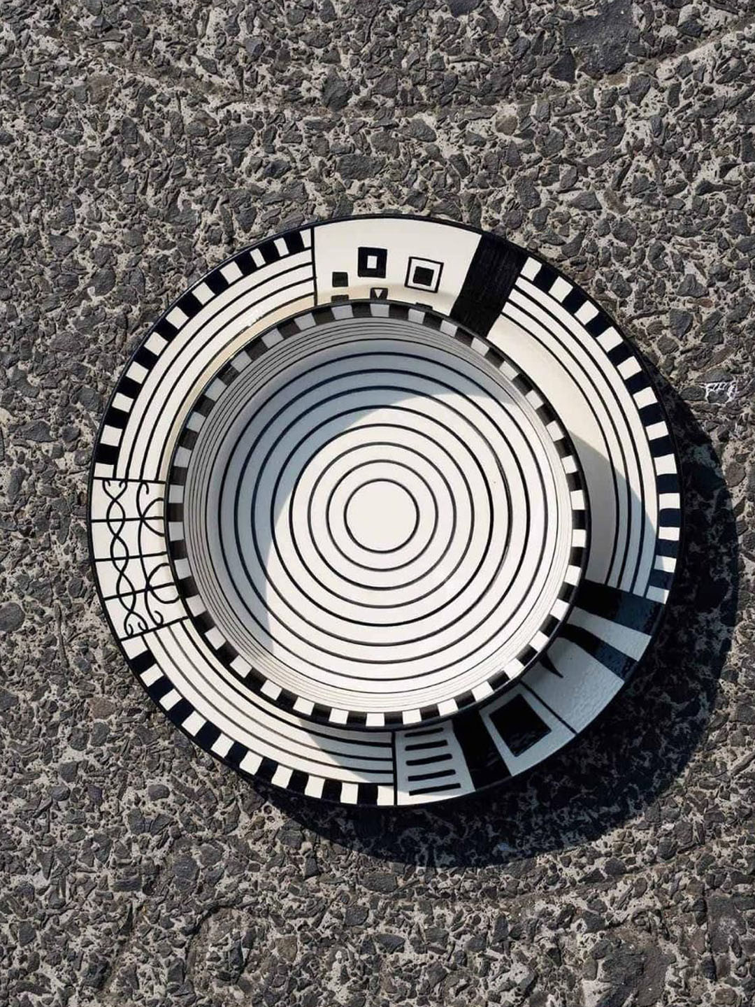 FREEDOM TREE Mombaye City White & Black Printed Ceramic Serving Bowl