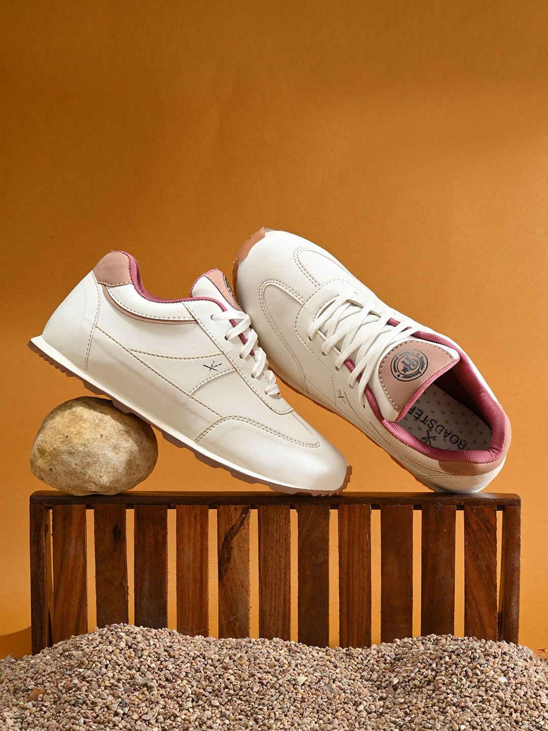 Roadster Stylish Beige & White Sneakers for Women | Urban Street Style | All-Day Wear