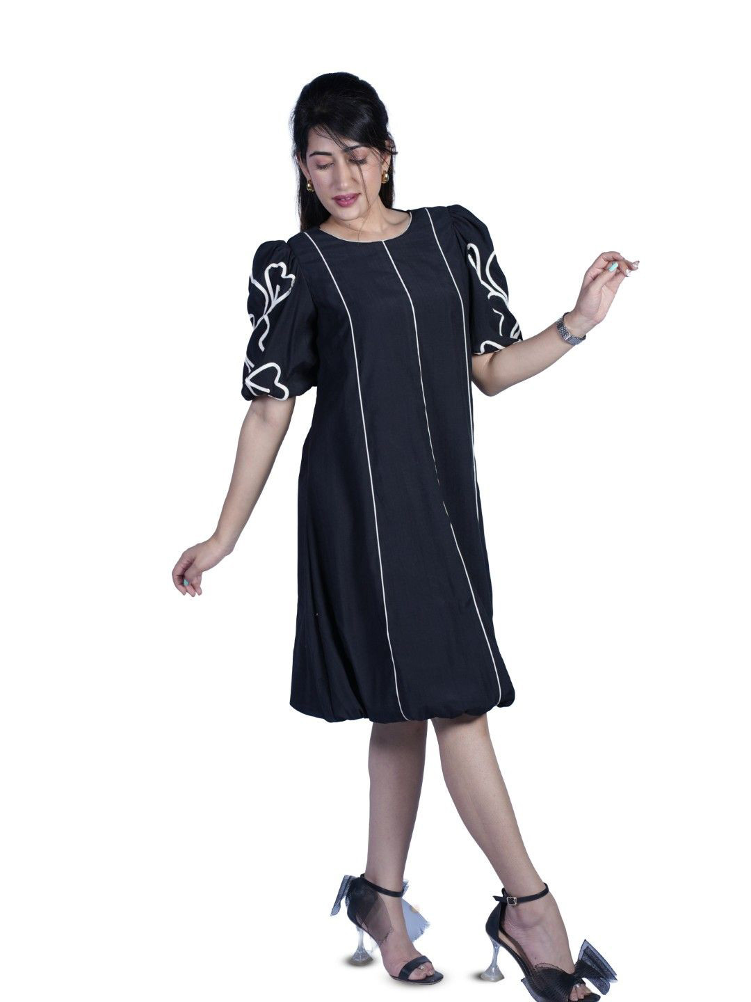 BELLO DONA CLOTHING Embroidered A-Line Dress