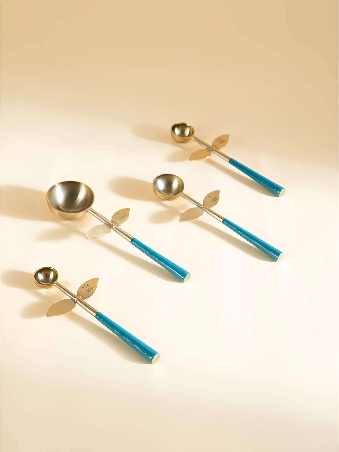 FREEDOM TREE Hukki Blue & Meatlic 4 Pieces Steel Tea Spoons