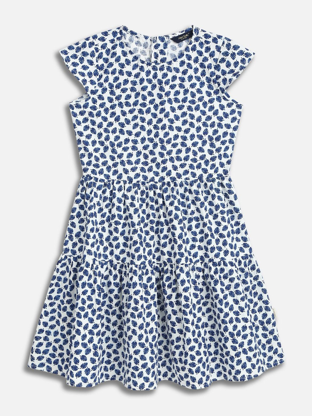 Allen Solly Junior Girls Ethnic Motifs Printed Cold-Shoulder Sleeves Fit & Flare Dress