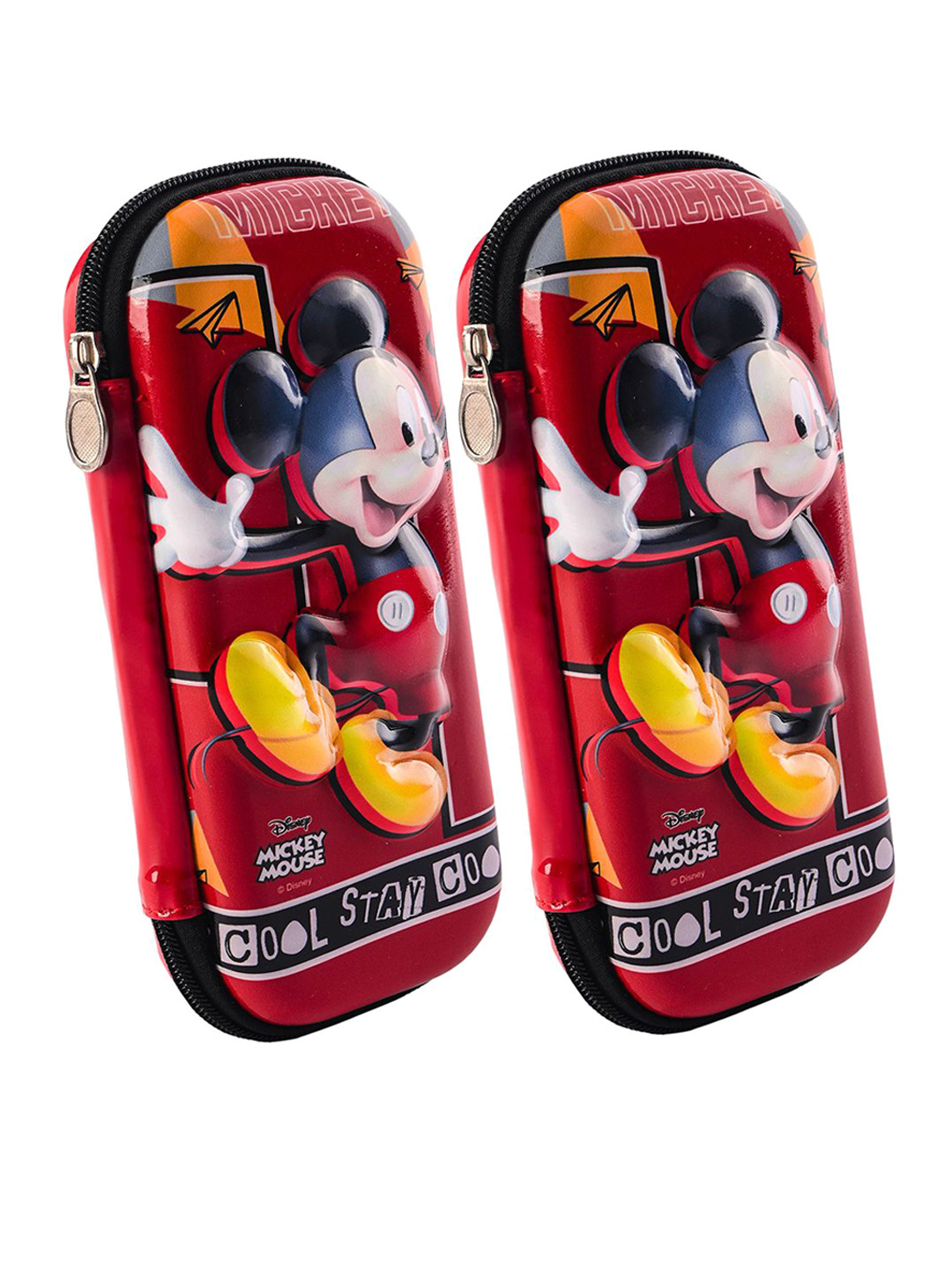 YK Boys Set Of 2 Mickey Printed 3D Pencil Boxes With Zip