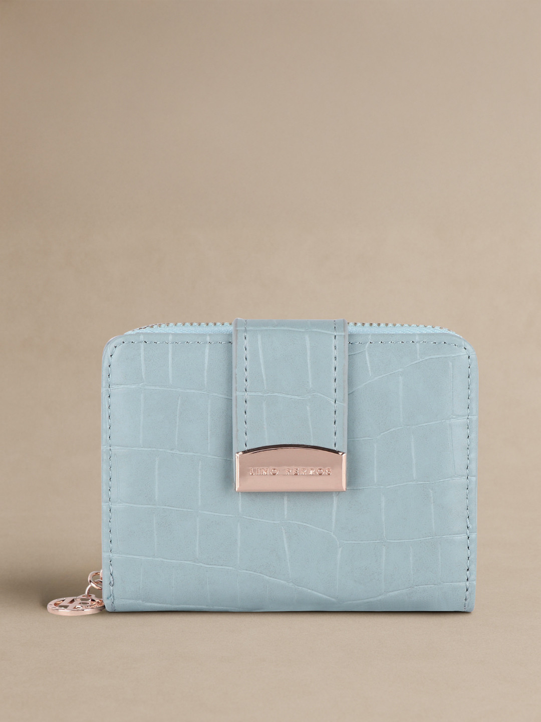 Lino Perros Women Blue Croc Textured Two Fold Wallet