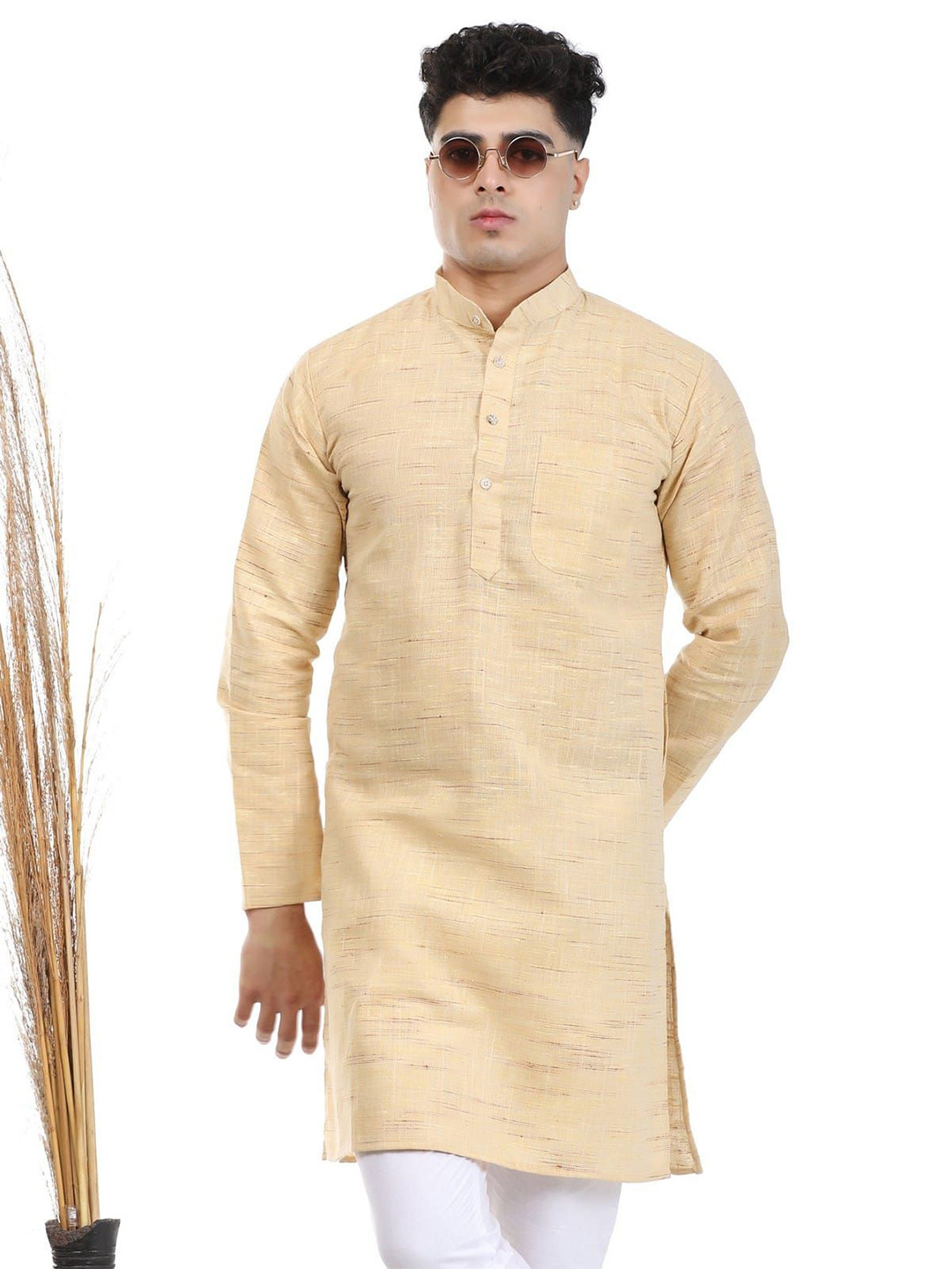 ALQUSWA GROUP Mandarin Collar Cotton Straight Kurta