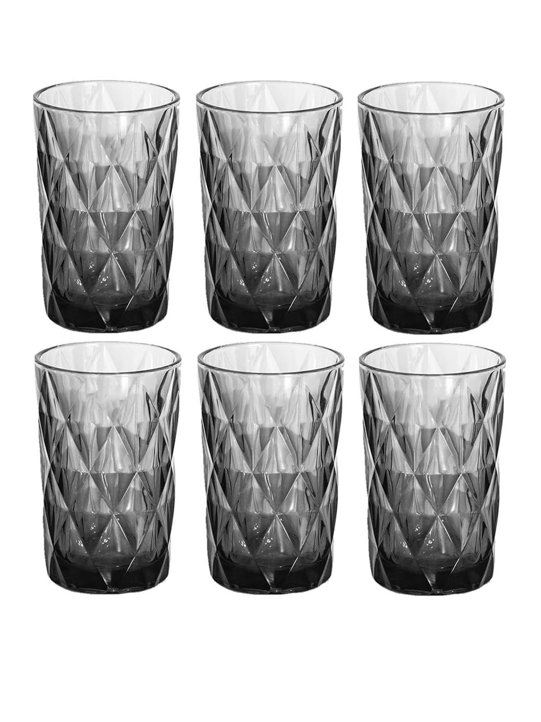 BINZO Grey 6 Easy to Clean Glass Water Glass