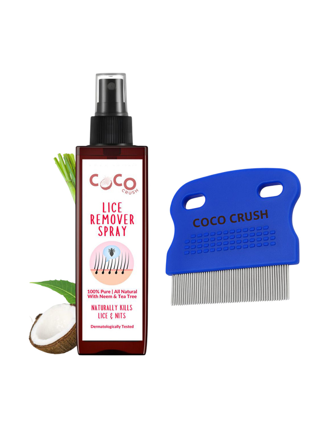 Coco Crush Set Of 2 Lice Remover Spray - 100 ml With Fine Comb